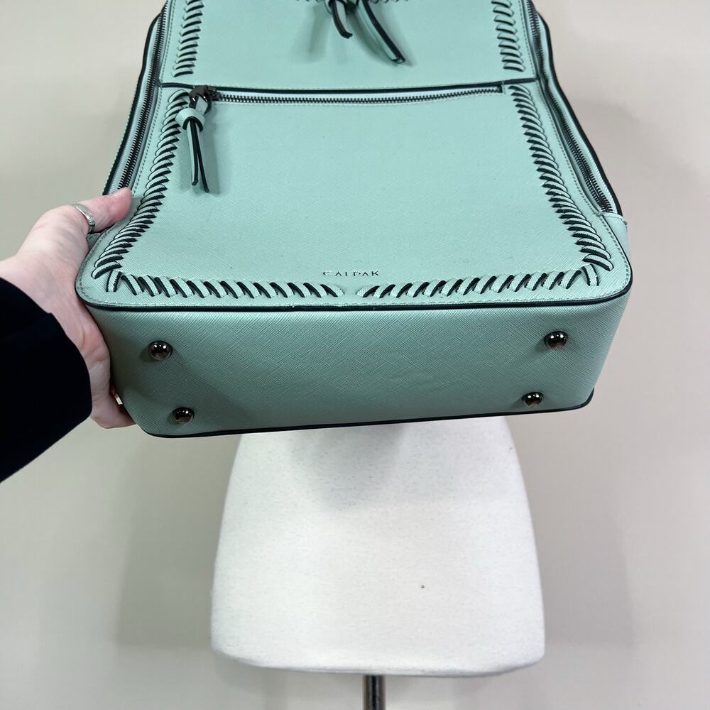 Calpak | Kaya 15in Aqua Pastel Mint Green Blue Faux Leather Laptop Backpack Bag - Picture 7 of 10